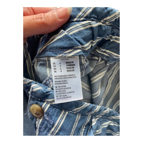 AMERICAN EAGLE Stripped Wide Leg High Rise Jeans Size 4 - Picture 7 of 11